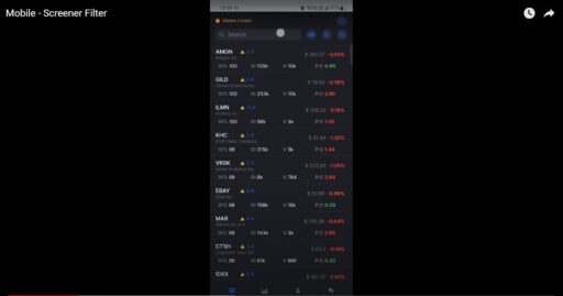 Detailed guide to using the stock trading app, focusing on key features and filters for efficient trading.
